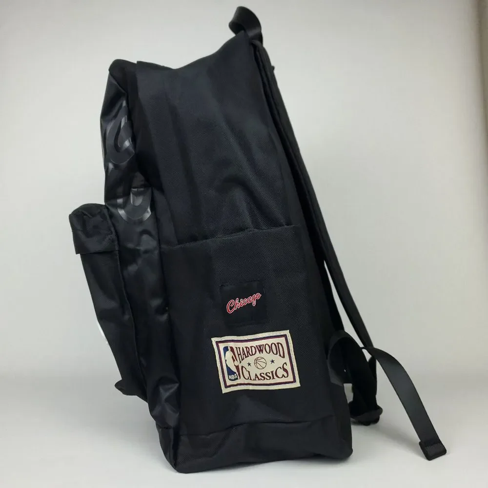 Chicago Bulls Mitchell & Ness NBA‎ Backpack 2 Zipper Pockets 3D Logo Black NWT